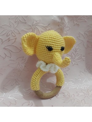 Oyuncak Park Sarı Fil Diş Kaşıyıcı Çıngırak Amigurumi Organik Oyuncak