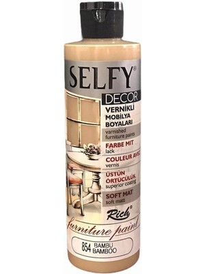 Rich Selfy Decor Vernikli Mobilya Boyası Soft Mat Bambu 854 240CC Su Bazlı Kullanıma Hazır