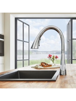 Grohe Eviye Bataryası Spiralli 2 Fonksiyonlu Zedra Krom- 32294002