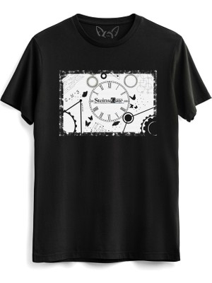Alfa Tshirt Steins;gate Özel Baskılı Çocuk Siyah Tshirt