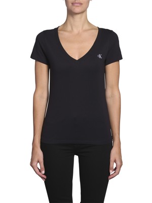 Calvin Klein Kadın Ck Embro Badge V Yaka T-Shirt