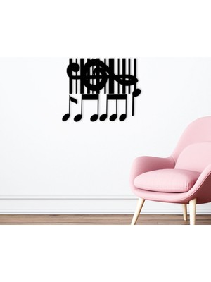Bk Gift Müzik Notaları Tasarımlı Ahşap Duvar Süsü-8