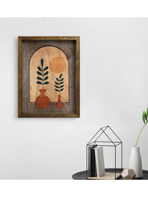 Bk Gift Botanical Art Tasarımlı Doğal Masif Ahşap Çerçeveli Tablo 45X65CM-1