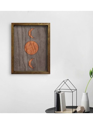 Bk Gift Ay Tasarımlı Doğal Masif Ahşap Çerçeveli Tablo 45X65CM-1