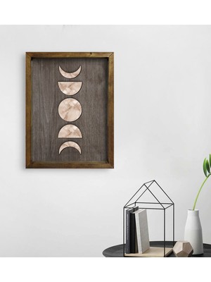 Bk Gift Ay ve Güneş Tasarımlı Doğal Masif Ahşap Çerçeveli Tablo 45X65CM-1