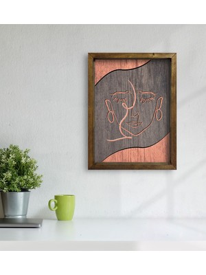 Bk Gift Minimalist Art Tasarımlı Doğal Masif Ahşap Çerçeveli Tablo-4