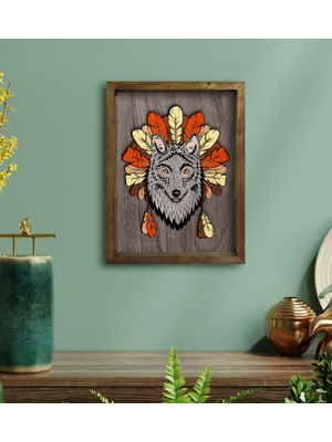 Bk Gift Kurt Tasarımlı Doğal Masif Ahşap Çerçeveli Tablo-1