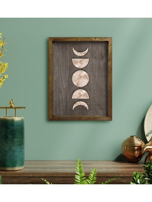 Bk Gift Ay ve Güneş Tasarımlı Doğal Masif Ahşap Çerçeveli Tablo-1