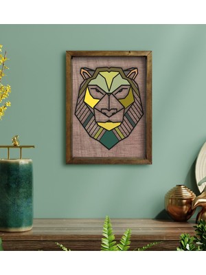 Bk Gift Aslan Tasarımlı Doğal Masif Ahşap Çerçeveli Tablo-1