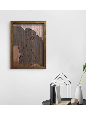 Bk Gift Woman Line Tasarımlı Doğal Masif Ahşap Çerçeveli Tablo 45X65CM-8
