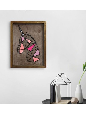 Bk Gift Unicorn Tasarımlı Doğal Masif Ahşap Çerçeveli Tablo 45X65CM-1