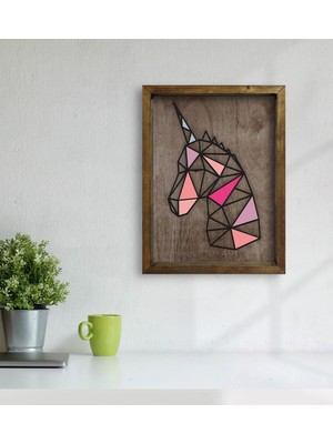 Bk Gift Unicorn Tasarımlı Doğal Masif Ahşap Çerçeveli Tablo 45X65CM-1