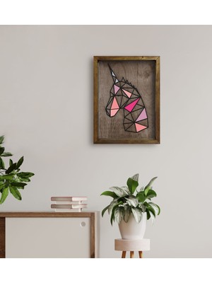 Bk Gift Unicorn Tasarımlı Doğal Masif Ahşap Çerçeveli Tablo 45X65CM-1