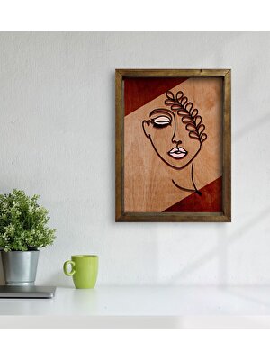 Bk Gift Minimalist Woman Tasarımlı Doğal Masif Ahşap Çerçeveli Tablo 45X65CM-2