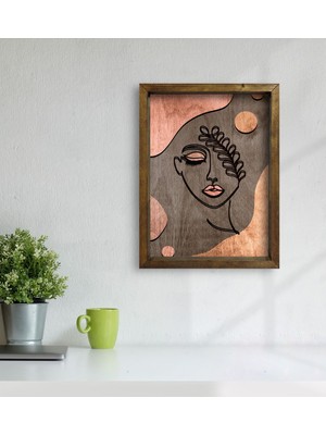 Bk Gift Minimalist Woman Tasarımlı Doğal Masif Ahşap Çerçeveli Tablo 45X65CM-1