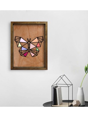 Bk Gift Kelebek Tasarımlı Doğal Masif Ahşap Çerçeveli Tablo 45X65CM-1