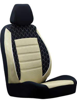SM OTO KILIF GOF Serisi Toyota C-Hr Oto Koltuk Kılıfı Gof Bej-Beyaz