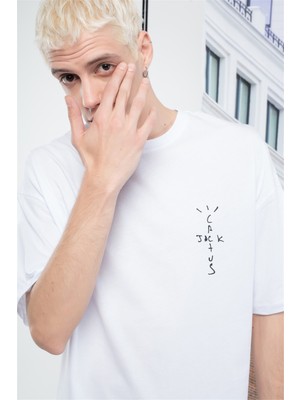 Trendiz Unisex Basic Cactusjack Tshirt Beyaz