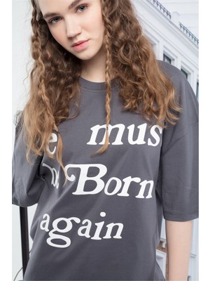 Trendiz Unisex Mustbeburn Tshirt Antrasit