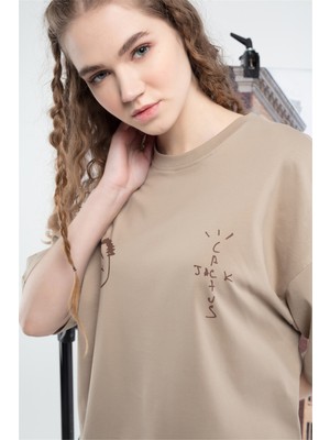 Trendiz Unisex Icanfly Tshirt Bej