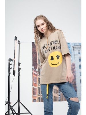 Trendiz Unisex Luckymeghost Tshirt Bej