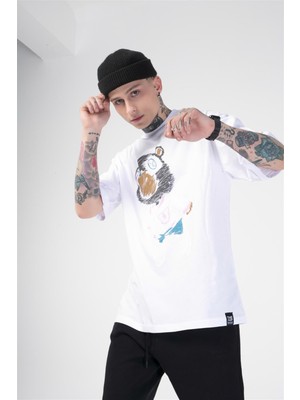 The Champ Paint Bear Tshirt Beyaz