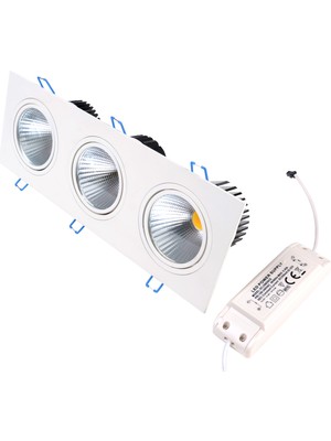 Horoz 3X10 Watt Cob LED Spot, 30WATT Hareketli Spot Güçlü Parlak Işık