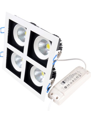 Horoz 4x8 Watt Kare Cob LED Spot, 32 Watt Hareketli Spot Güçlü Parlak Işık
