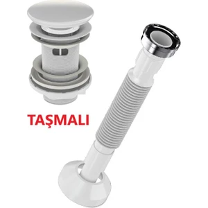Lavabo Sifonu Clik-Clack Pup-Up Beyaz Seramik Kafa Taşmalı