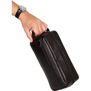 NP176 Gerçek Deri Erkek Portföy El Traş Çantası Siyah