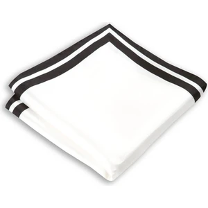 1001 Kravat Siyah Kenar Çizgili Beyaz Renkli 33X33 cm Ölçülerinde Ipek Cep Mendili