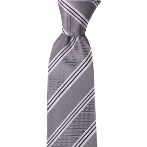 1001 Kravat Gri Çizgili 8 cm Genişliğinde Kravat