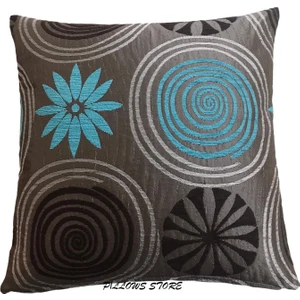 Pillows Store Çiçek Desenli Turkuaz Kırlent Kılıfı 45CM*45CM