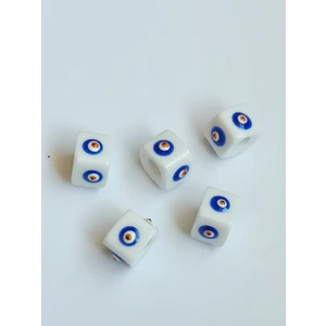 Livza Bijuteri Akrilik Nazar Boncuğu 5 Adet Beyaz  Renk