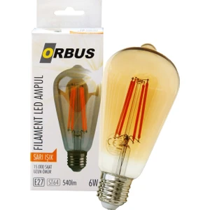 Dekoratif Ampul ST64 Amber 6W 3 Adet