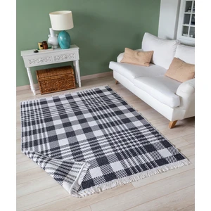 Duo Beyaz Siyah Çift Taraflı Yıkanabilir Dokuma Kilim 22991A