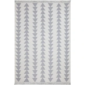 Duo Beyaz Gri Çift Taraflı Yıkanabilir Dokuma Kilim 22994A