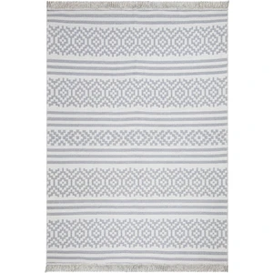 Duo Beyaz Gri Çift Taraflı Yıkanabilir Dokuma Kilim 22996A