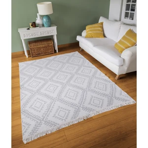 Duo Beyaz Gri Çift Taraflı Yıkanabilir Dokuma Kilim 22997A