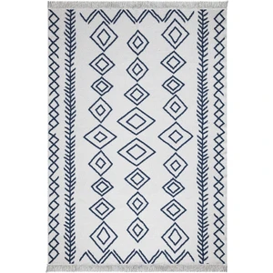 Duo Beyaz Mavi Çift Taraflı Yıkanabilir Dokuma Kilim 23000A