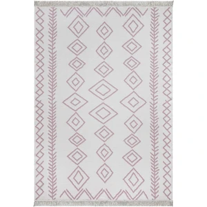 Duo Beyaz Pembe Çift Taraflı Yıkanabilir Dokuma Kilim 23000A