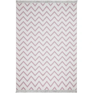 Duo Beyaz Pembe Çift Taraflı Yıkanabilir Dokuma Kilim 23002A