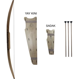 Doğal Ahşap Ok Yay Seti, Yay + 3 Adet Ok + Yay Kını + Sadak oyuncak