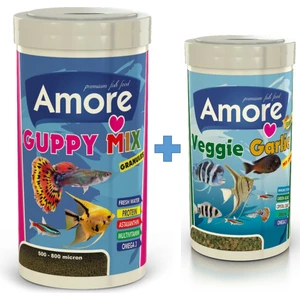 Guppy Mix Granules 1000 ml + Elite Veggie Garlic 250 ml Tropical Granül Akvaryum Balık Yemi