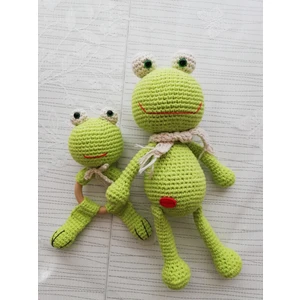 Oyuncak Park Kurbağa Uyku Arkadaşı ve Çıngırak Amigurumi Organik Oyuncak