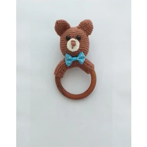 Oyuncak Park Papyonlu Ayıcık Çıngırak Diş Kaşıyıcı Amigurumi Organik Oyuncak