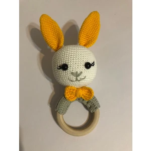 Oyuncak Park Sarı Kulaklı Tavşan Çıngırak Amigurumi Organik Oyuncak