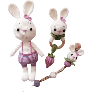 Oyuncak Park Tavşan Sunny ve Çileği Yeni Doğan Seti Amigurumi Organik Oyuncak