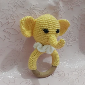 Oyuncak Park Sarı Fil Diş Kaşıyıcı Çıngırak Amigurumi Organik Oyuncak
