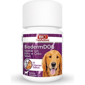 Bio Pet Active Pet Active Biodermdog Köpekler Için Tüy Dökülme Önleyici Biotin ve Çinko Tableti 37.5 gr